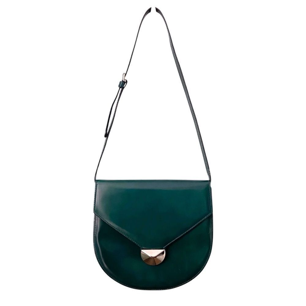 Desmo Made in Italy Elegant Green Leather Shoulder Bag